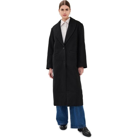 Women's Onyx Olsen Coat Imported Notched Lapels Winter Warm Lined Overcoat